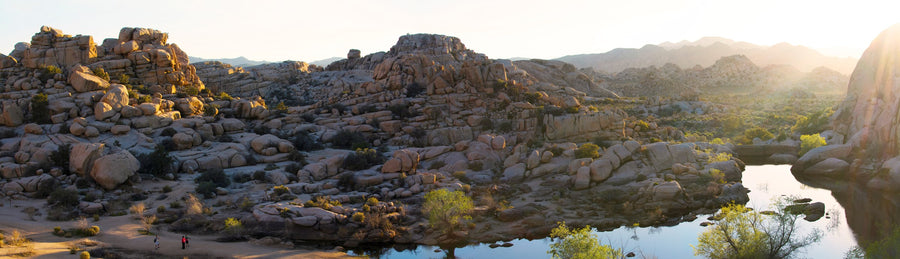 Water beneath granite boulders in the Barker Dam basin, Joshua Tree National Park. Photograph: NPS / Hannah Schwalbe.