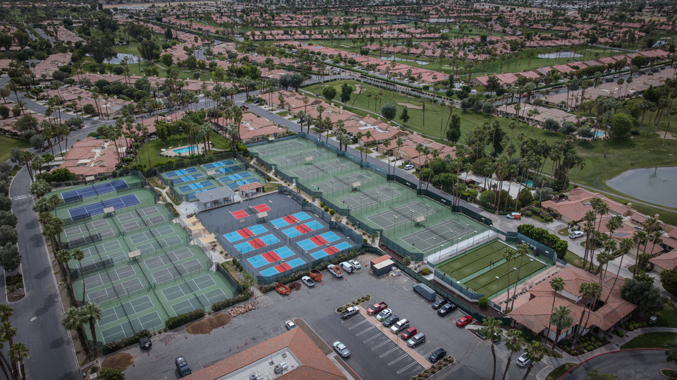 Homes, fairways, water and the Monterey racquet-sports complex. Photograph by Mark Miller, April 22, 2026.