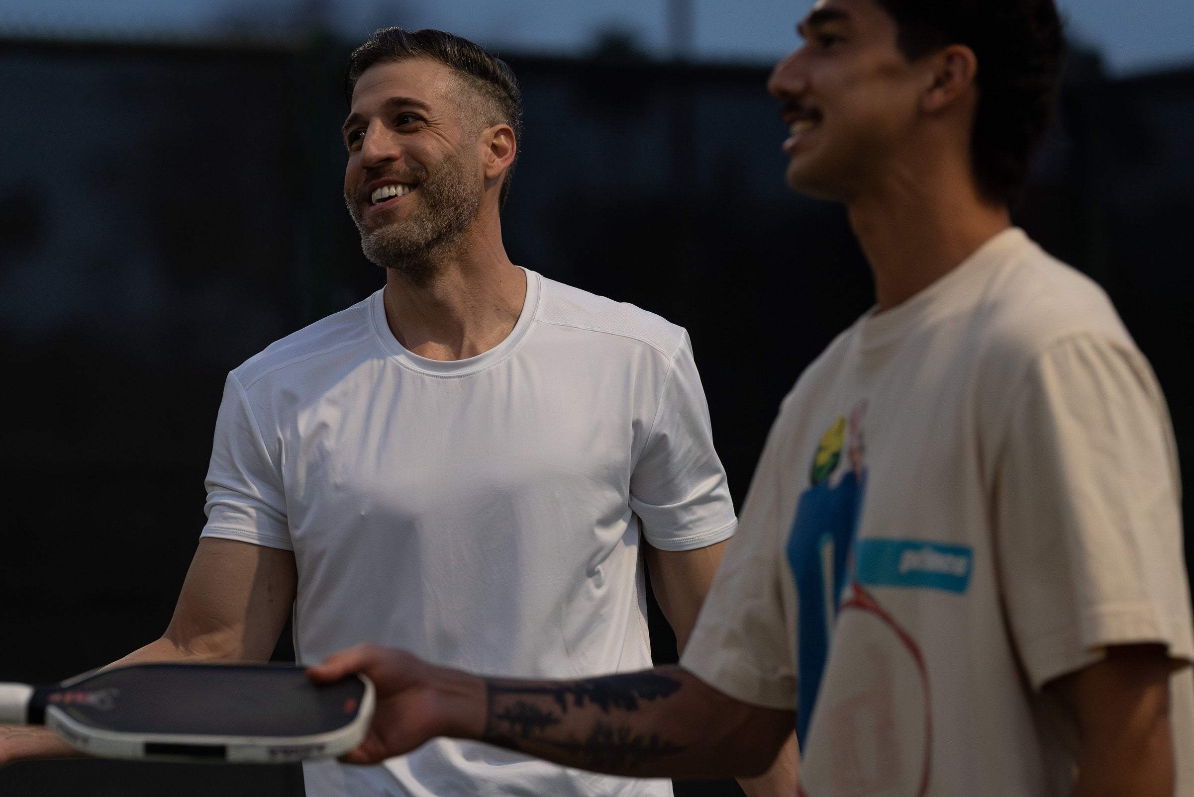 Brandon Donovan and edmund  playing  pickleball at palm desert civic center park