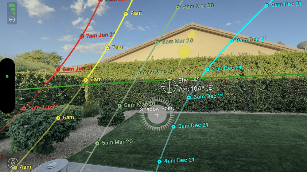 Diagram showing how backyard exposure changes sunlight throughout the day in the Coachella Valley
