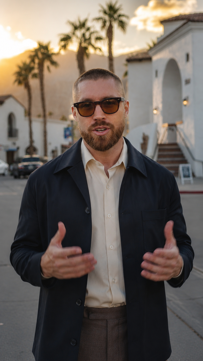 Mark Miller filming in Old Town La Quinta