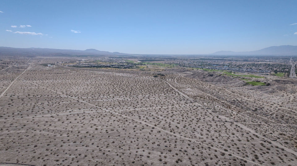 East Indio Employment Corridor study area looking across undeveloped desert toward existing Indio, photographed September 29, 2026.