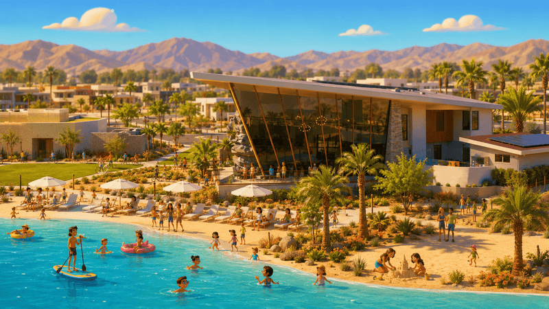 Illustrated view of Parr House at Cotino overlooking Cotino Bay in Rancho Mirage