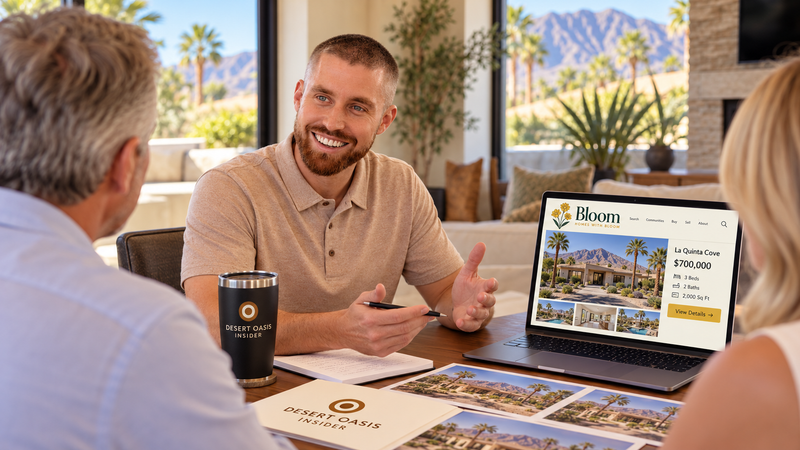 Mark Miller reviewing home pricing with sellers in the Coachella Valley