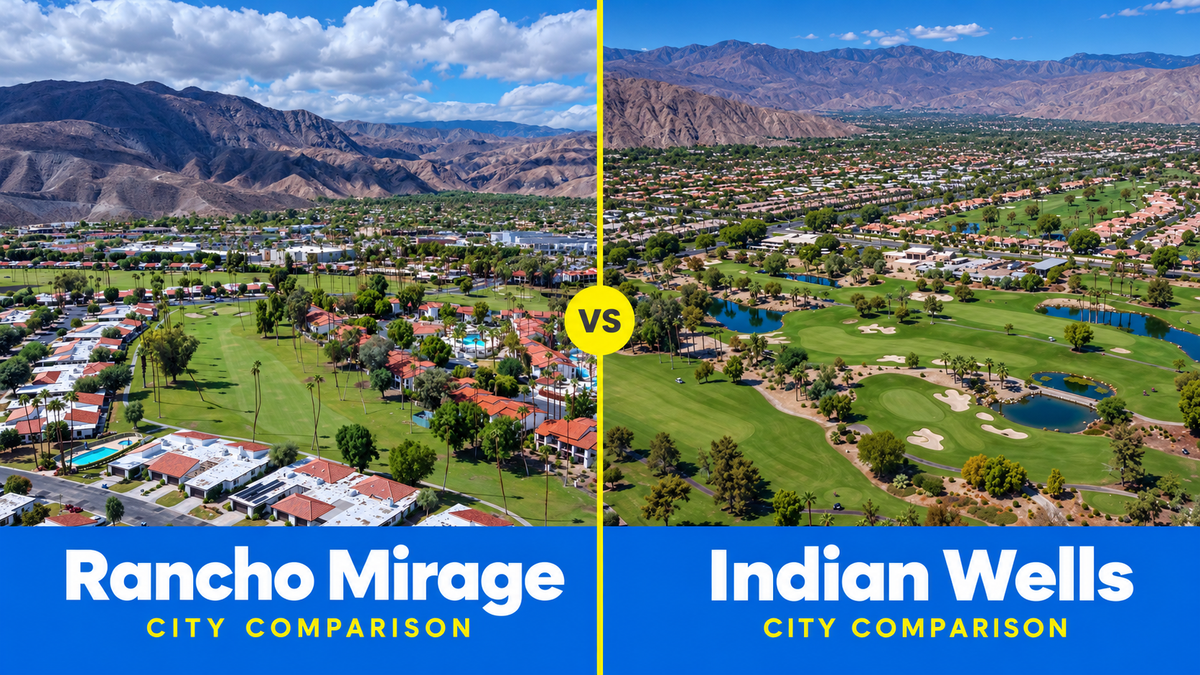 Rancho Mirage versus Indian Wells: city comparison with original photographs by Mark Miller.