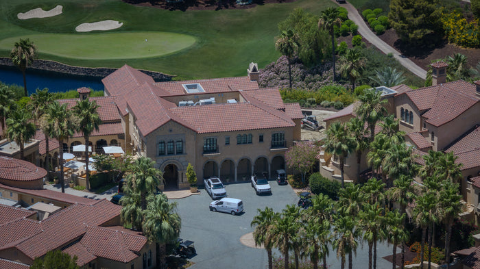 air view of the madison club clubhouse in la quinta ca