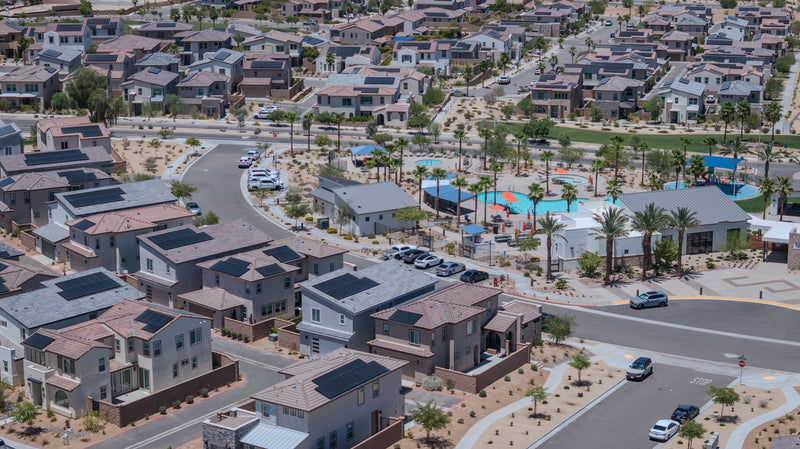 Aerial view of new homes at University Park in Palm Desert