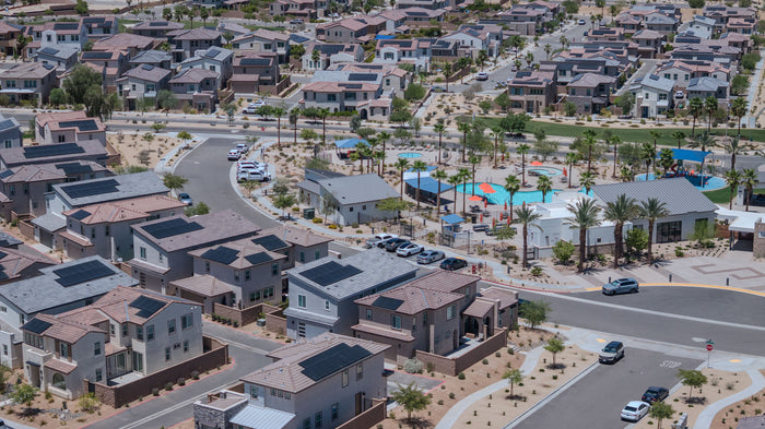 Aerial view of new homes at University Park in Palm Desert