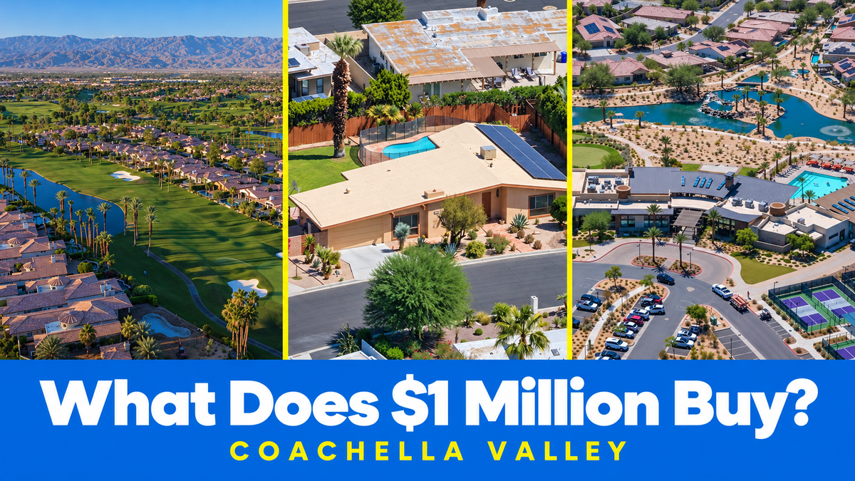What does $1 million buy in the Coachella Valley? Separate photographs of golf, private-home and recreation settings by Mark Miller.