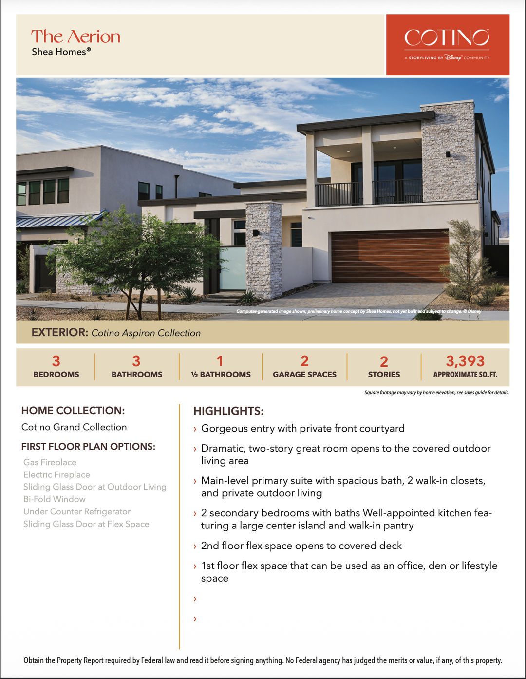 Aerion Floor Plan | Cotino, Rancho Mirage CA (Disney)