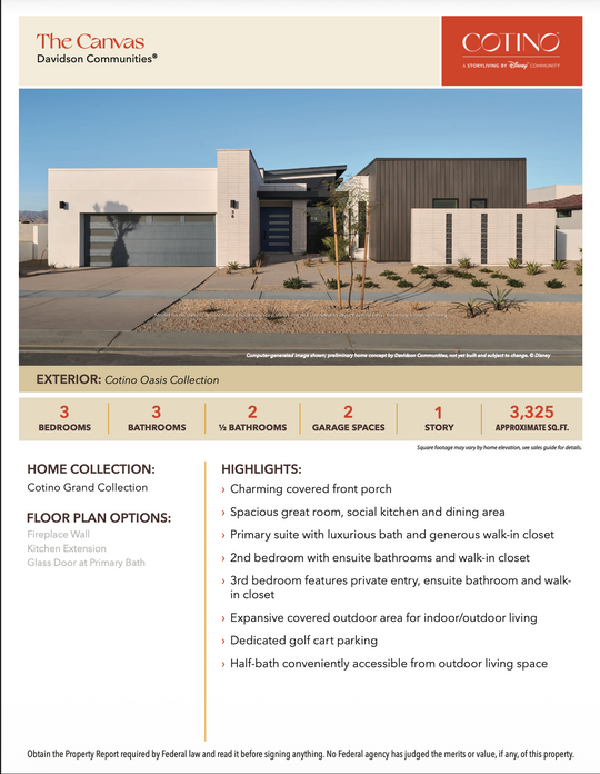 Canvas Floor Plan | Cotino, Rancho Mirage CA (Disney)