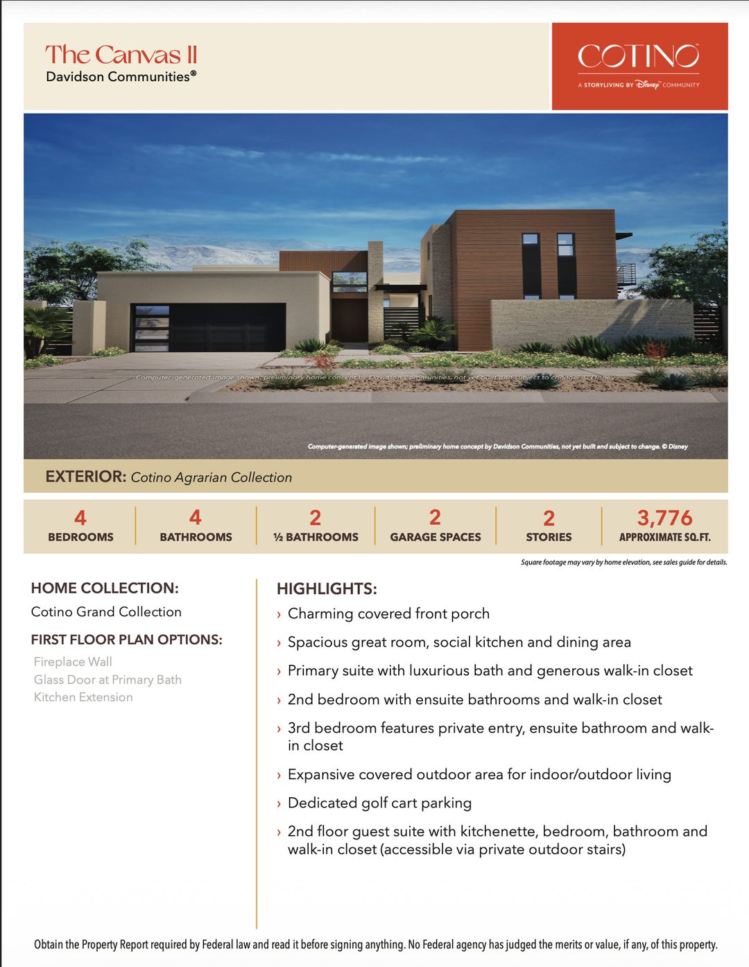 Canvas II Floor Plan | Cotino, Rancho Mirage CA (Disney)