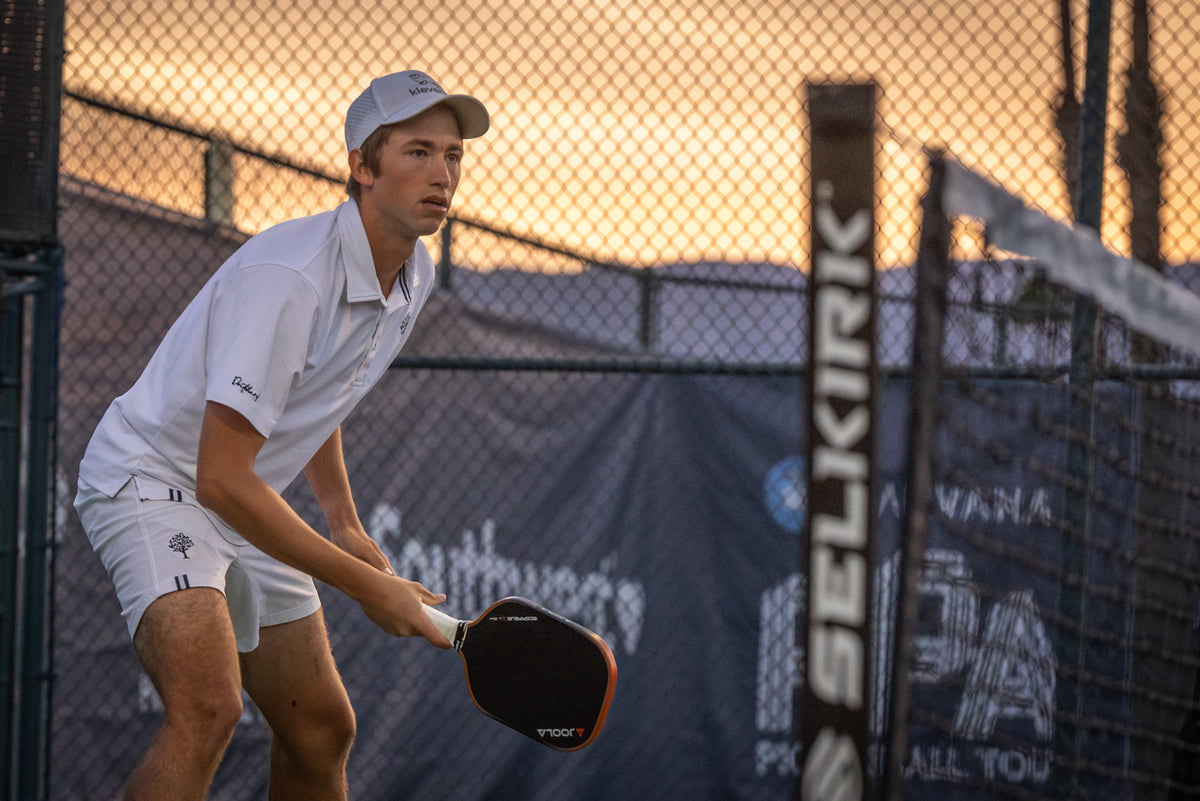 Chiron Burl playing professional pickleball at the PPA Master in Rancho Mirage, California