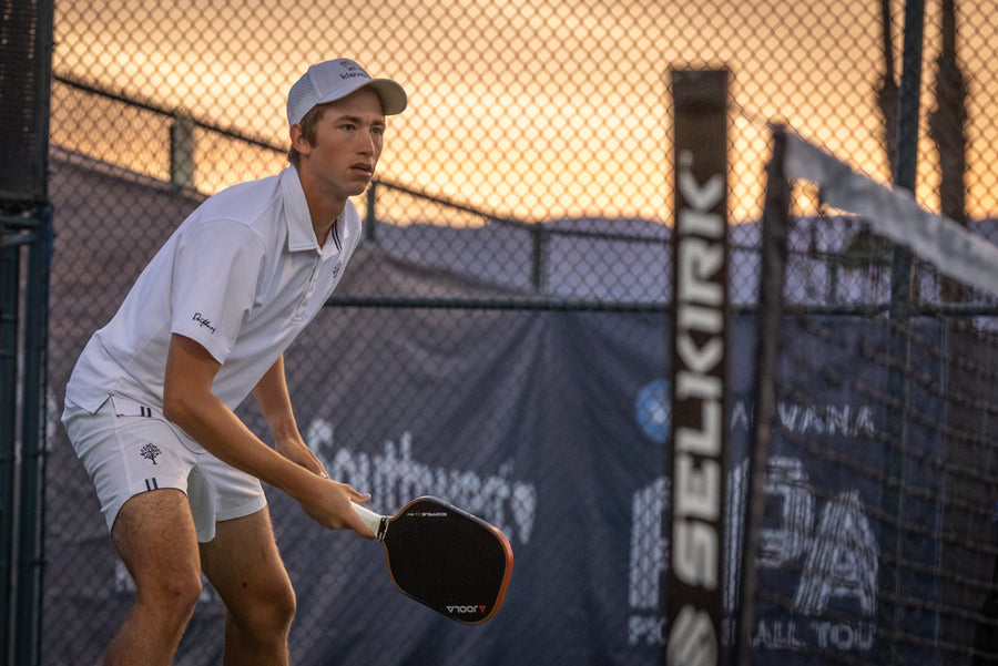 Chiron Burl playing professional pickleball at the PPA Master in Rancho Mirage, California