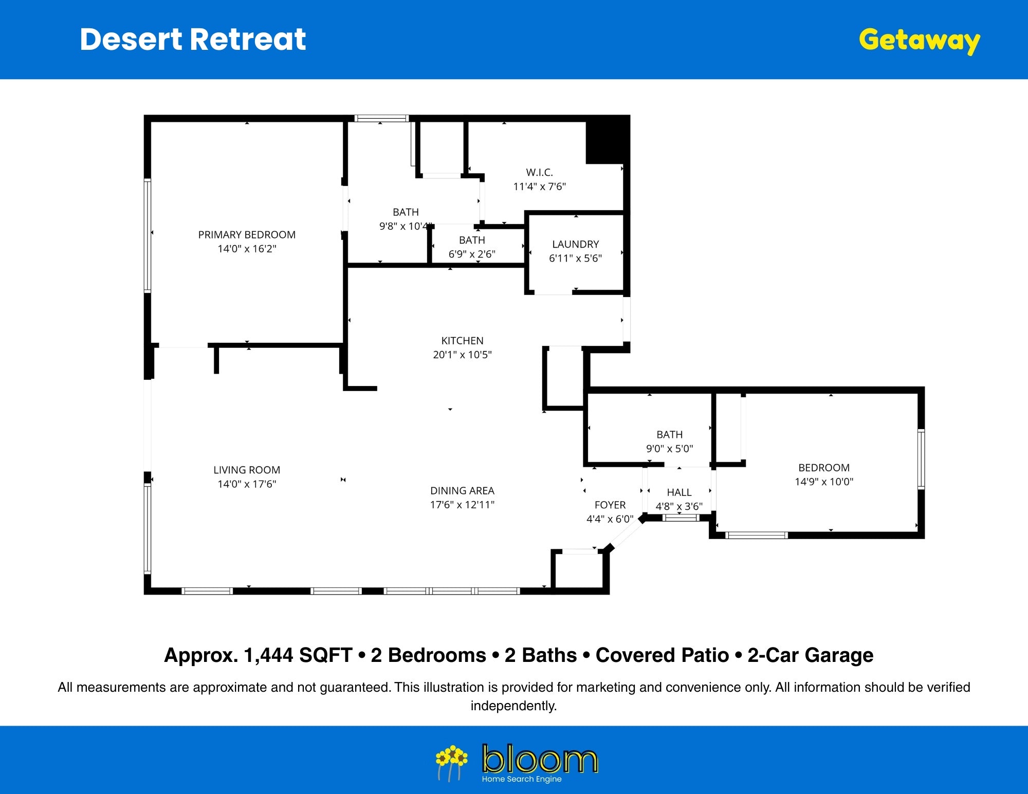 Getaway floor plan which is located inside the 55 plus community of desert retreat indio ca