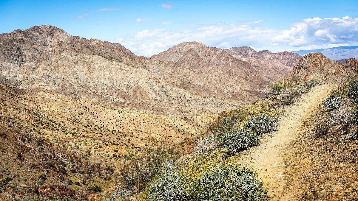 Narrow mountain path on Boo Hoff Trail above La Quinta Cove