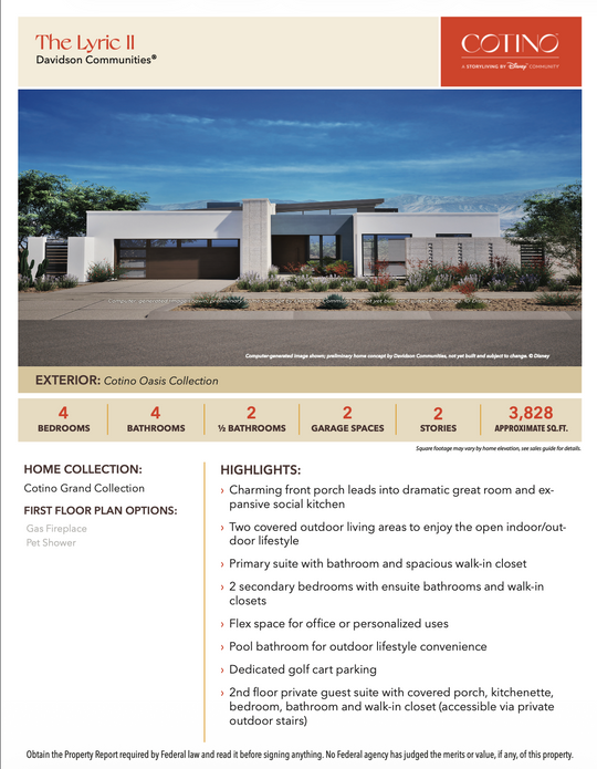Lyric II Floor Plan | Cotino, Rancho Mirage CA (Disney)
