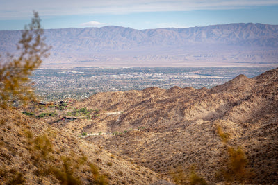 View across desert ridges toward the Coachella Valley from the Randall Henderson Loop