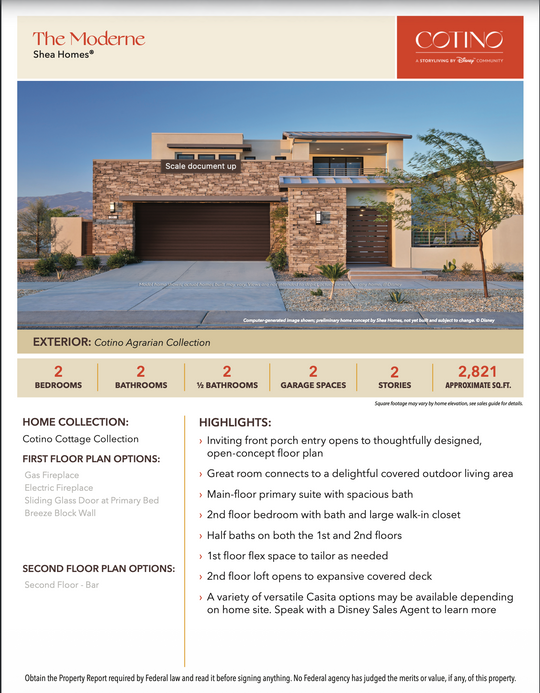 Moderne Floor Plan | Cotino, Rancho Mirage CA (Disney)