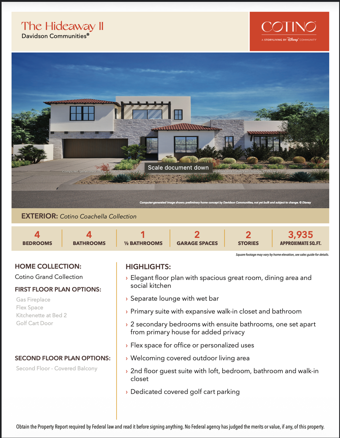 Hideaway II Floor Plan | Cotino, Rancho Mirage CA (Disney)