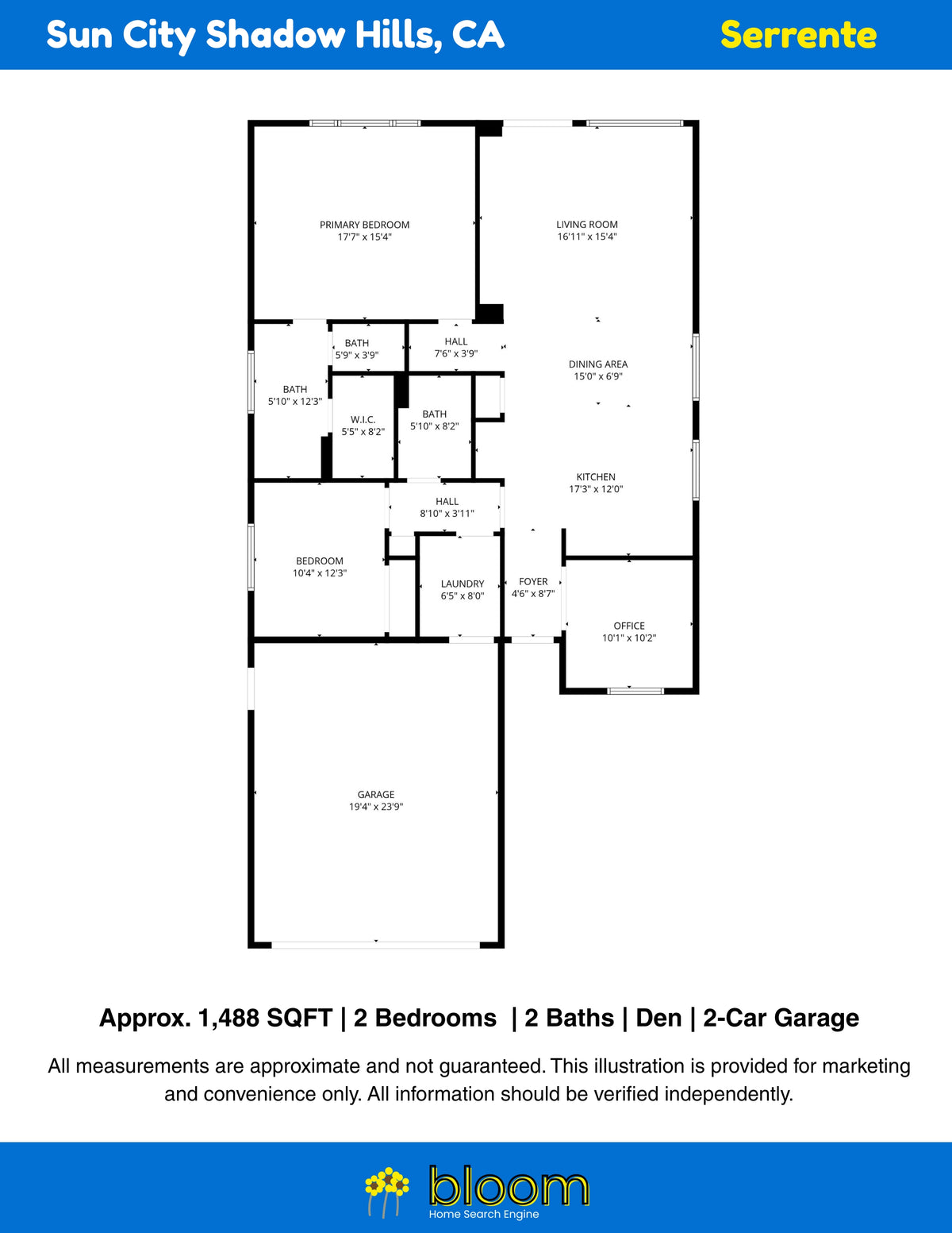 Serrente Floor Plan – Sun City Shadow Hills, CA