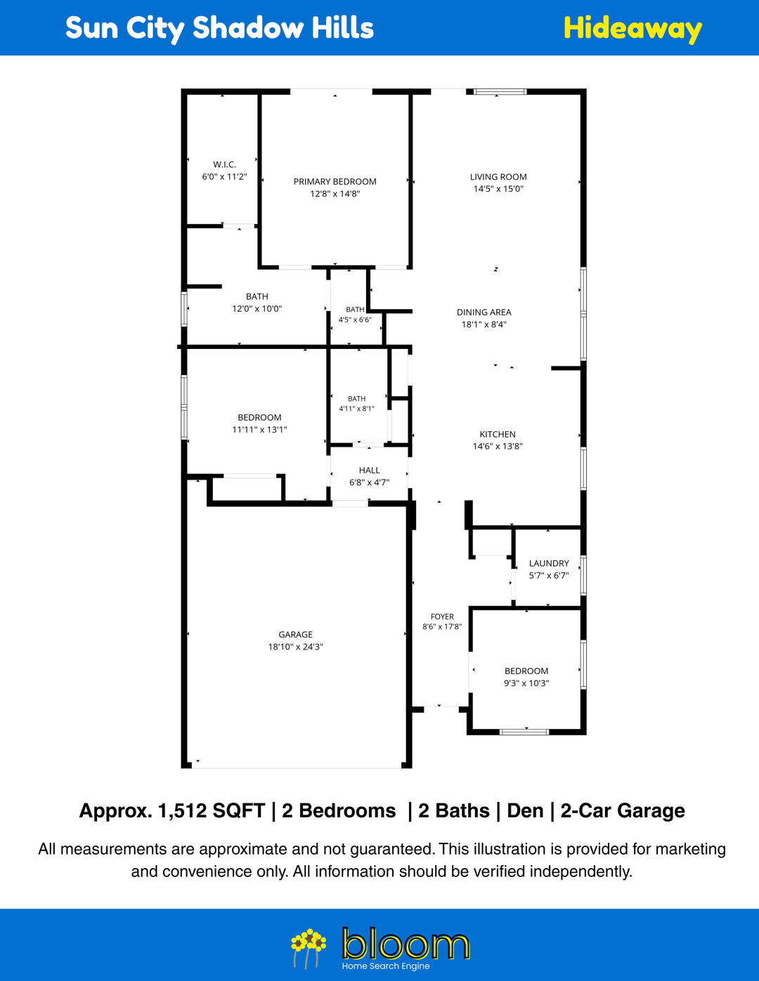 Hideaway Floor Plan – Sun City Shadow Hills, Indio CA