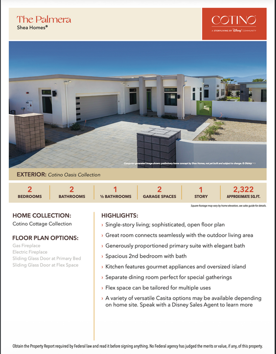 Palmera Floor Plan | Cotino, Rancho Mirage CA (Disney)