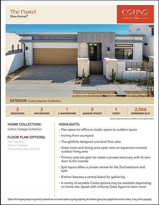 Pastel Floor Plan | Cotino, Rancho Mirage CA (Disney)