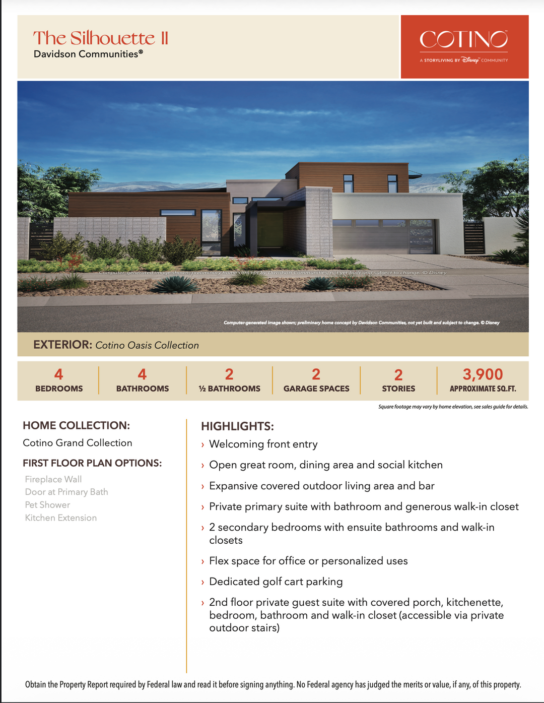The Silhouette II Floor Plan | Cotino, Rancho Mirage CA (Disney)