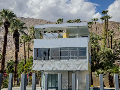 Front of Aluminaire House showing the metal-clad upper floors, window band and roof terrace. Photograph by Mark Miller, October 20, 2026.