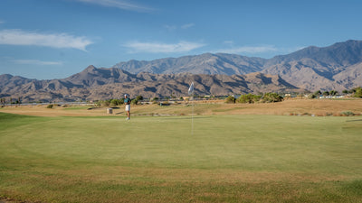 Wide view across Cimarron Golf Resort toward the desert mountains in Cathedral City, photographed by Mark Miller on September 26, 2026.