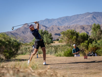 Golfer playing a shot near native-looking desert landscaping at Cimarron Golf Resort. Photo by Mark Miller, Cathedral City, September 26, 2026.
