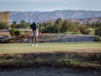 Golfer lining up a putt on a Cimarron Golf Resort green. Photo by Mark Miller, Cathedral City, September 26, 2026.
