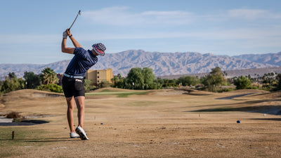 Golfer completing a tee shot at Cimarron Golf Resort in Cathedral City. Photo by Mark Miller, September 26, 2026.