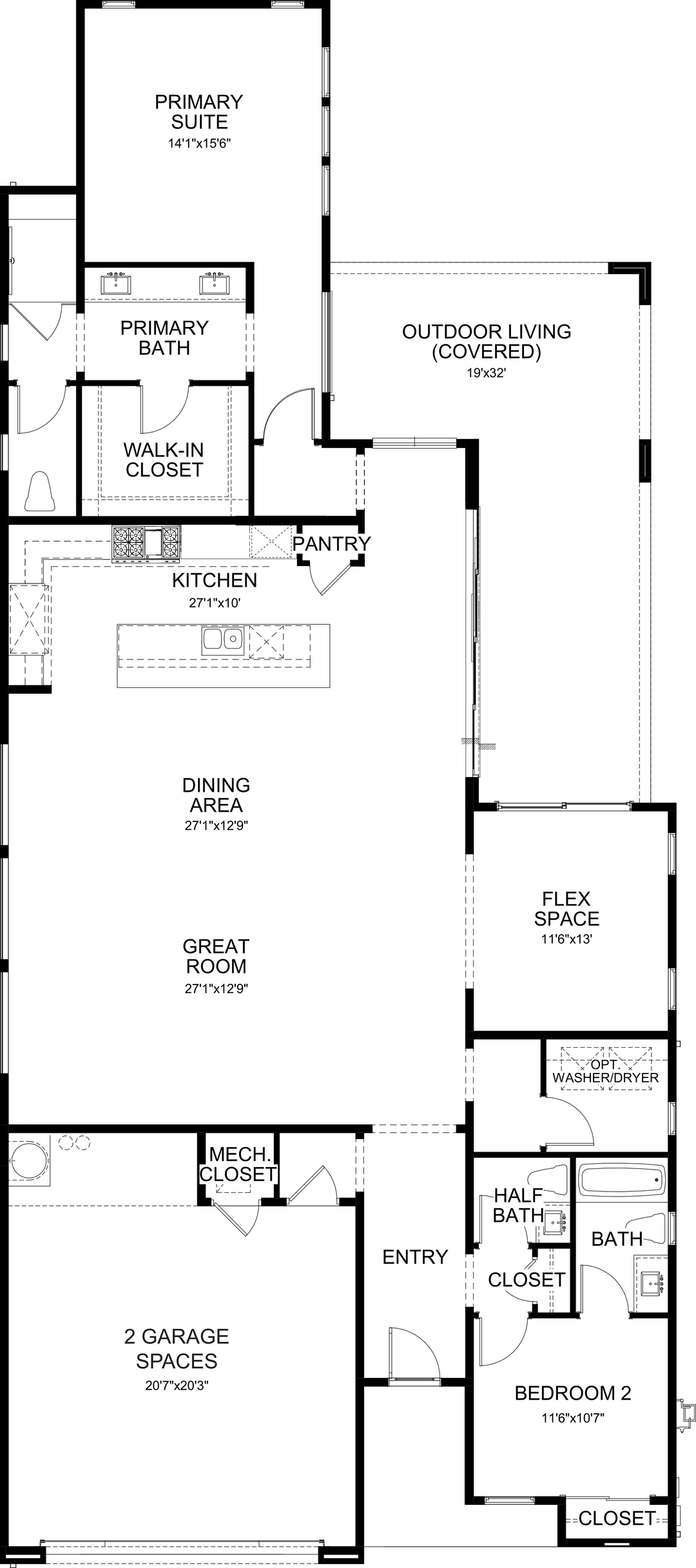 Atelier II floor plan at Cotino, Rancho Mirage — first floor, official architectural drawing