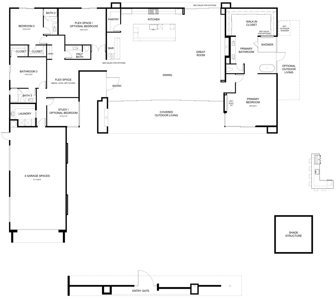Stellar floor plan by Brian Foster Residences at Cotino, Rancho Mirage, California