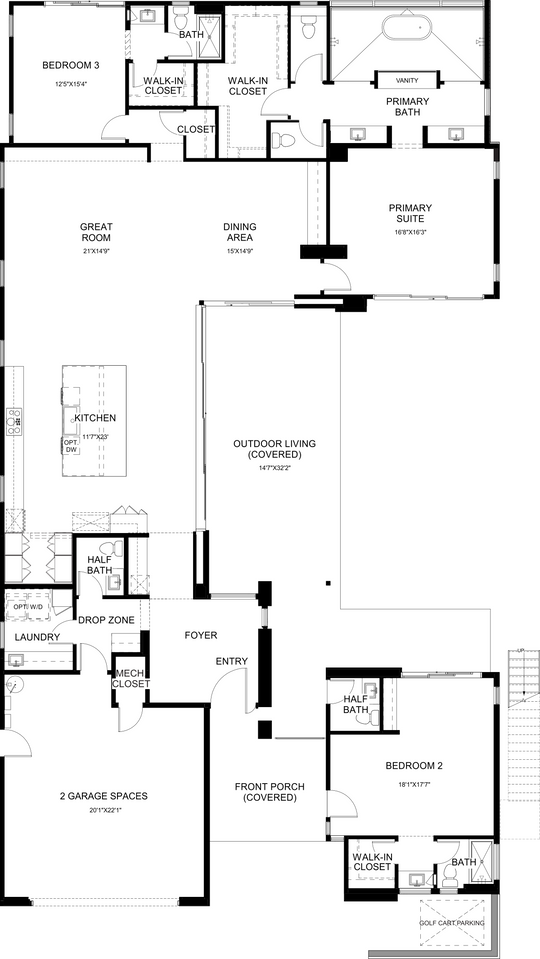 Canvas II floor plan at Cotino, Rancho Mirage — first floor, official architectural drawing