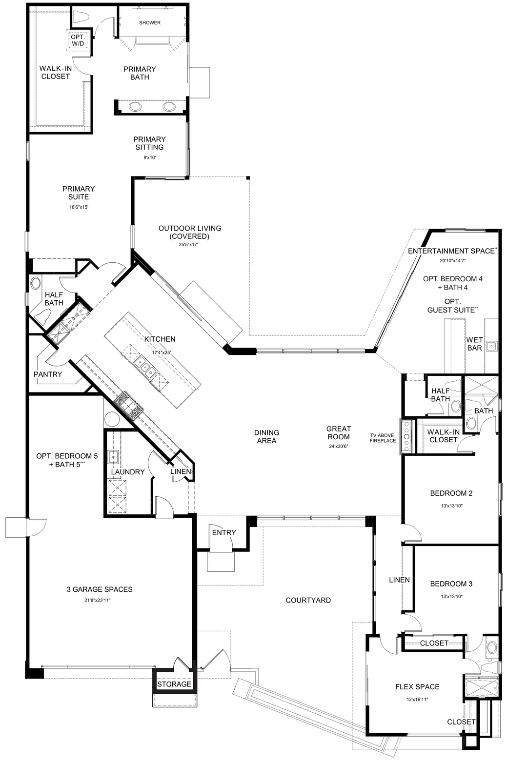Daybreak first-floor plan by Woodbridge Pacific Group at Cotino, Rancho Mirage