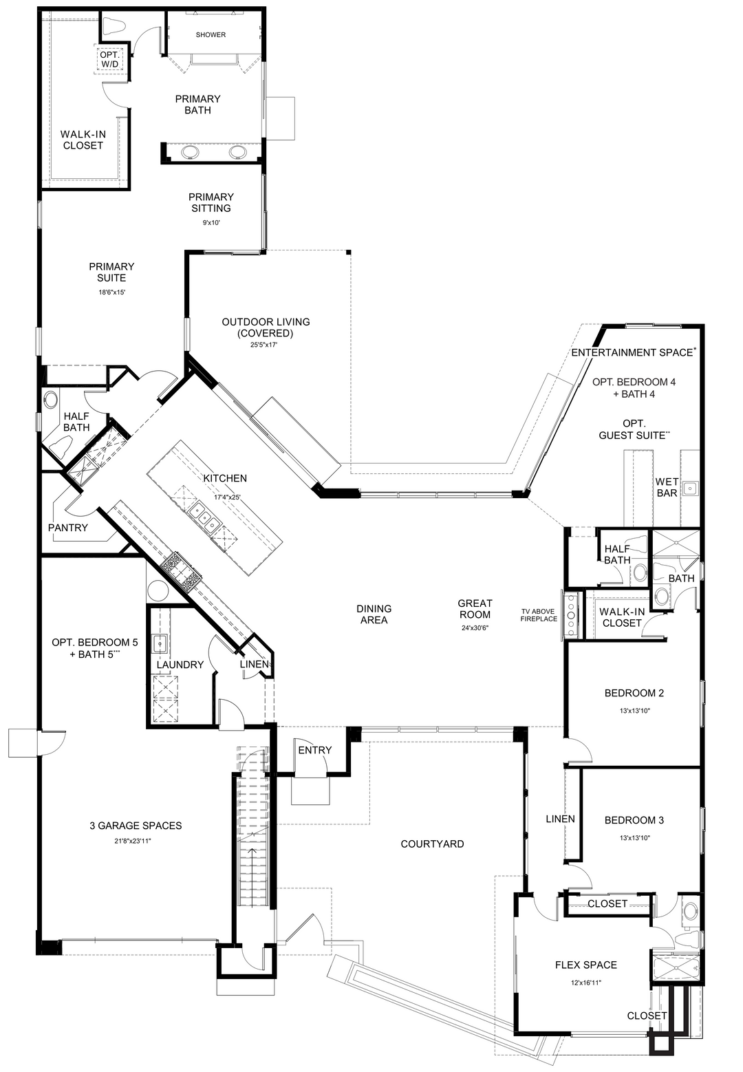 Daybreak II first-floor plan by Woodbridge Pacific Group at Cotino, Rancho Mirage