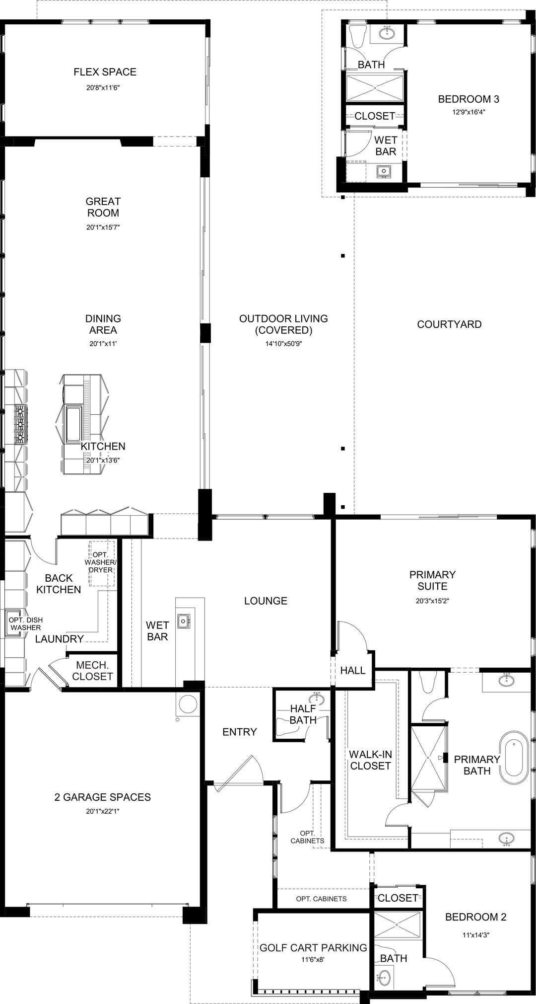 Hideaway floor plan at Cotino, Rancho Mirage — first floor, official architectural drawing