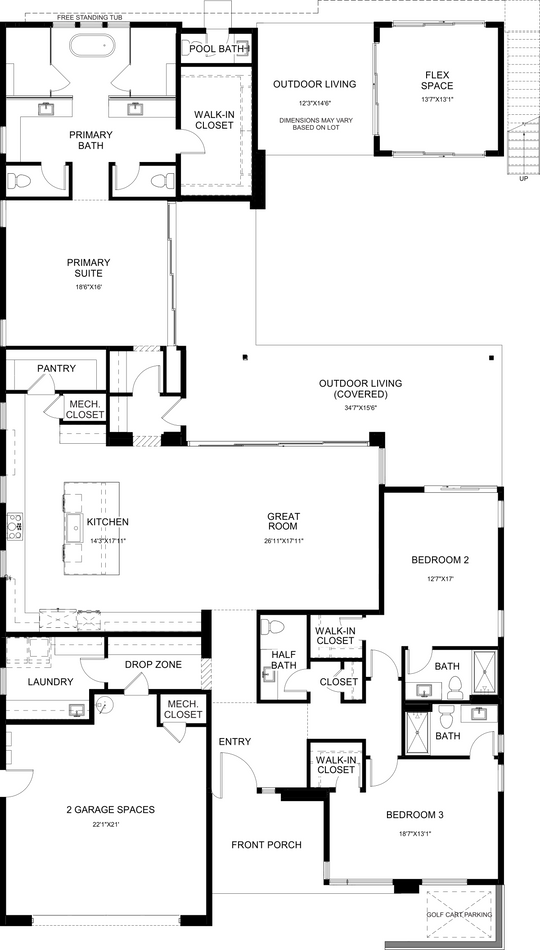 Lyric II floor plan at Cotino, Rancho Mirage — first floor, official architectural drawing