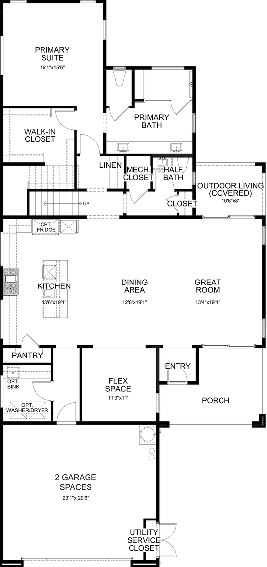 Moderne floor plan at Cotino, Rancho Mirage — first floor, official architectural drawing