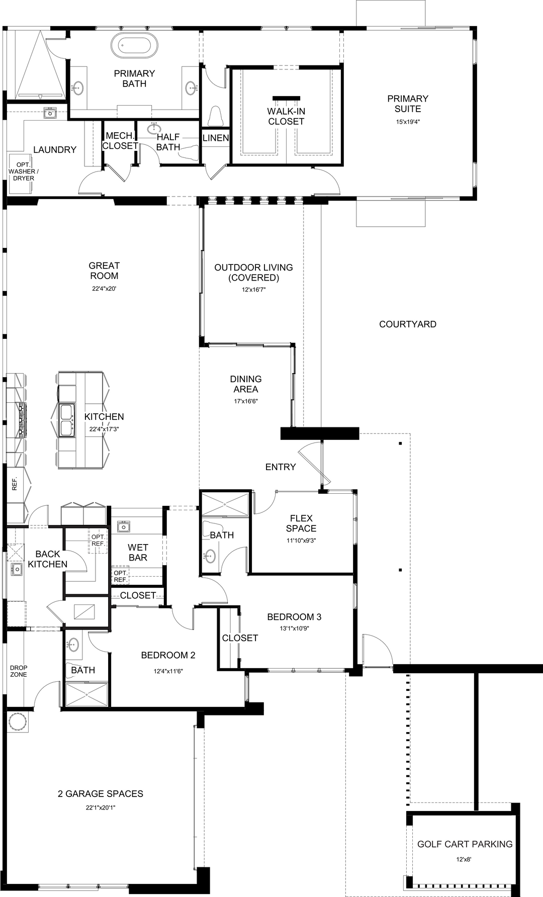 Reverie floor plan at Cotino, Rancho Mirage — first floor, official architectural drawing