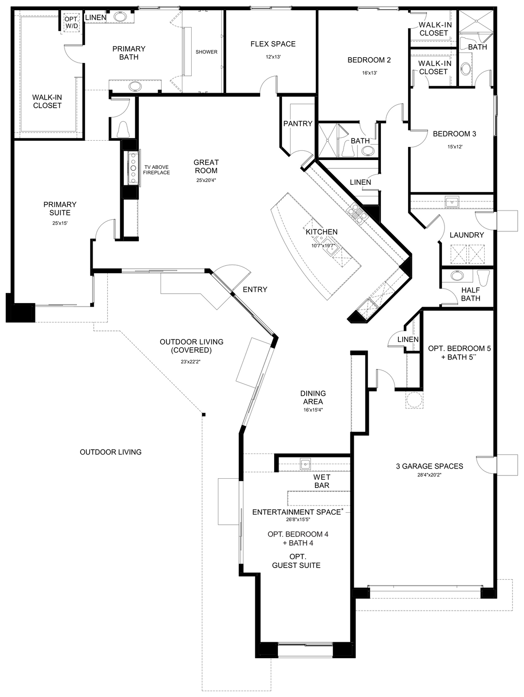 Sandstone first-floor plan by Woodbridge Pacific Group at Cotino, Rancho Mirage