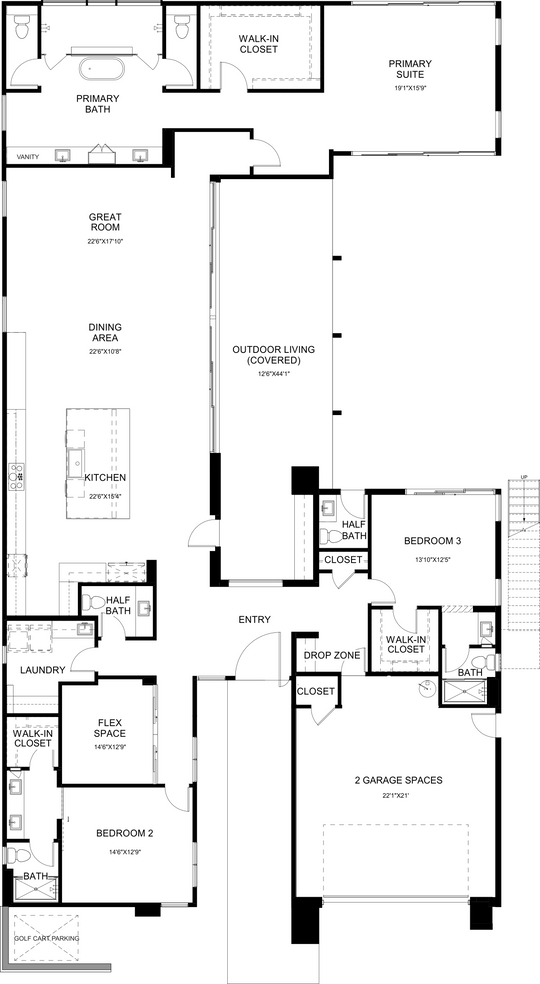 Silhouette II floor plan at Cotino, Rancho Mirage — first floor, official architectural drawing