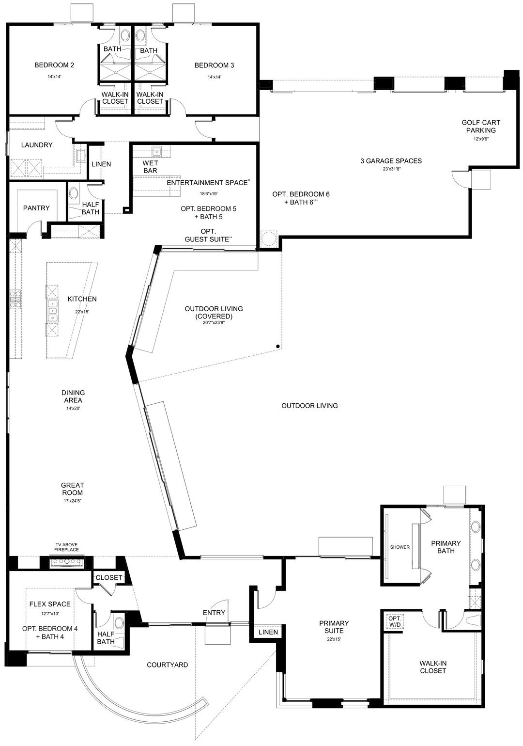 Westwind first-floor plan by Woodbridge Pacific Group at Cotino, Rancho Mirage