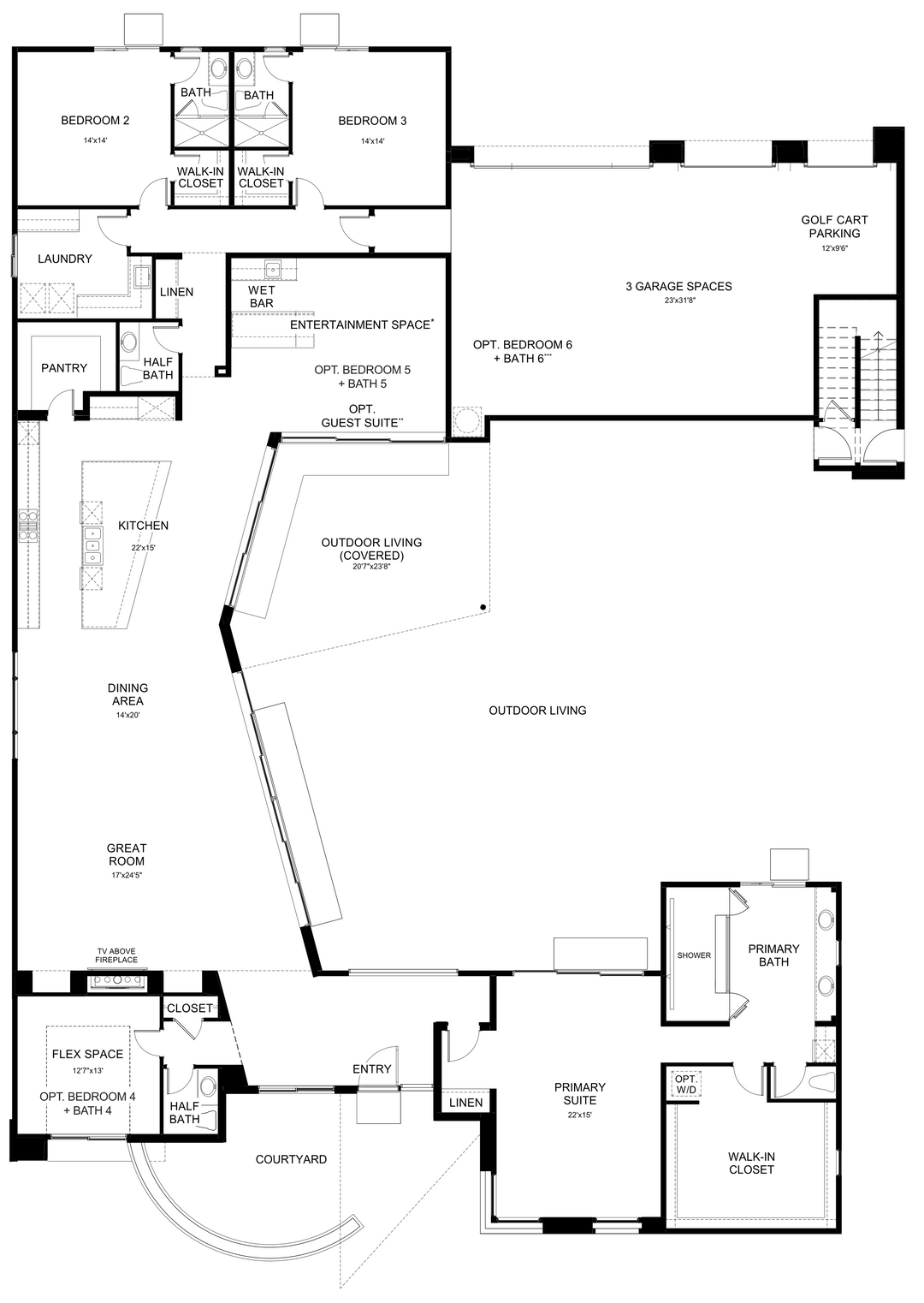 Westwind II first-floor plan by Woodbridge Pacific Group at Cotino, Rancho Mirage