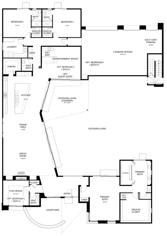 Westwind II first-floor plan by Woodbridge Pacific Group at Cotino, Rancho Mirage