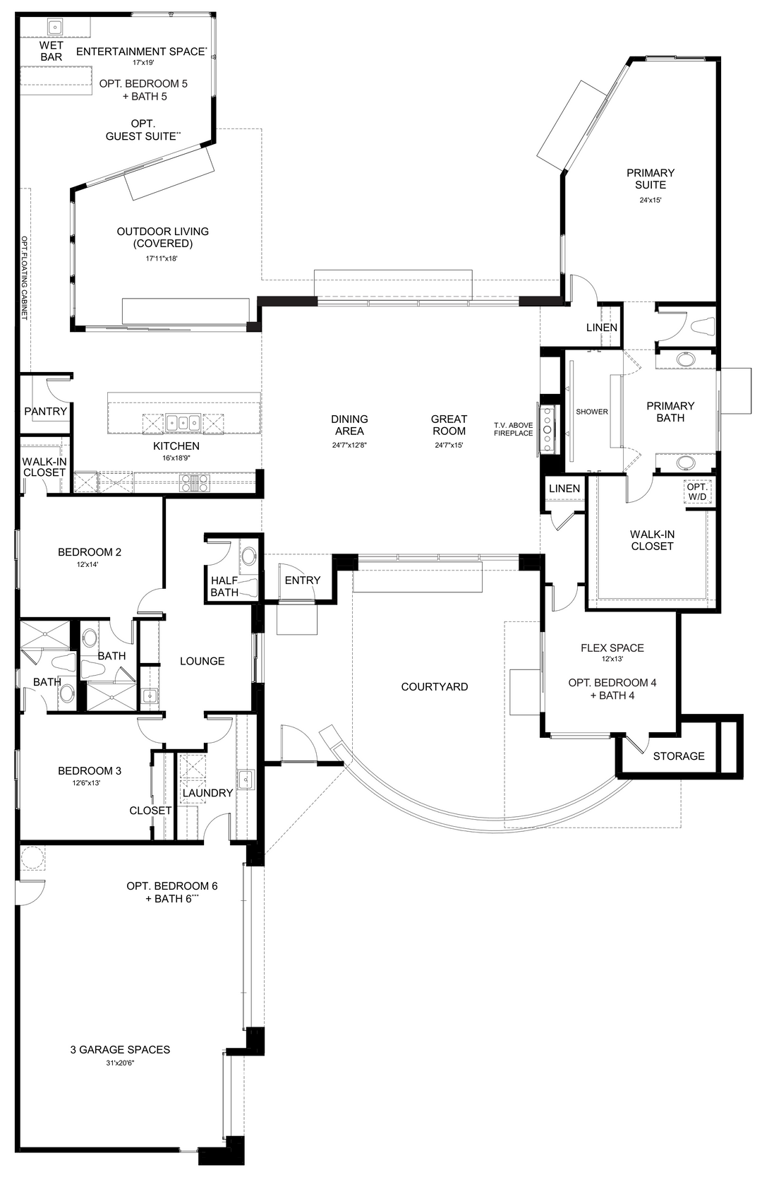 Windsong first-floor plan by Woodbridge Pacific Group at Cotino, Rancho Mirage