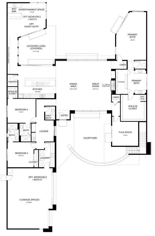 Windsong II first-floor plan by Woodbridge Pacific Group at Cotino, Rancho Mirage